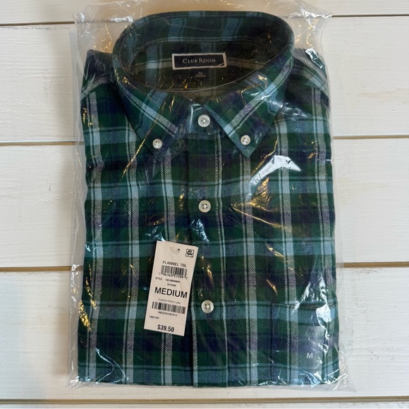 Club Room Mens Plaid Shirt Red Size Small
